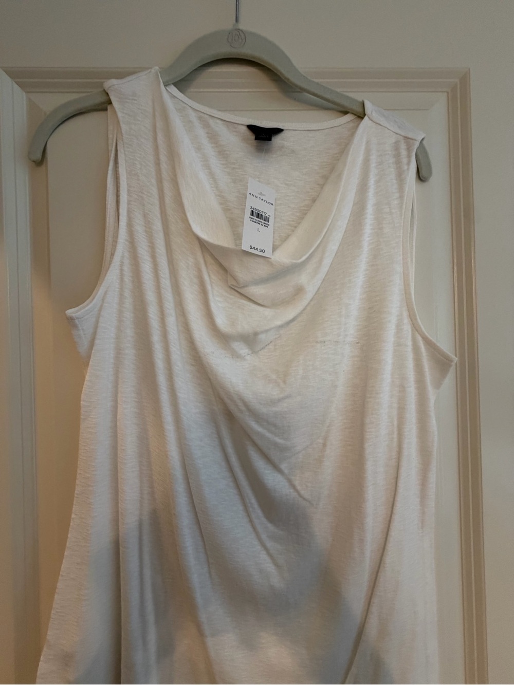 Ann Taylor Cream Draped Cowl Neck Sleeveless Top
